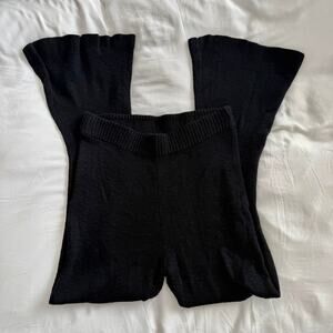 Free People Beach Knit High Waisted Flare Pants Black Pull On Size S